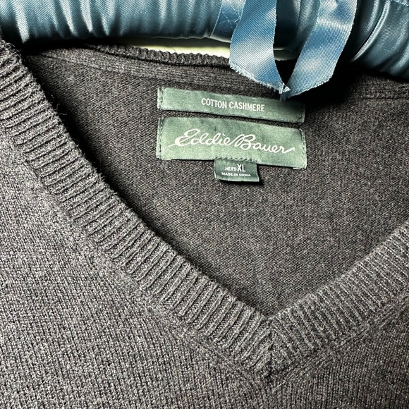 Eddie Bauer Cotton Cashmere V Neck Sweater Dark Gray Men’s XL - Picture 3 of 8